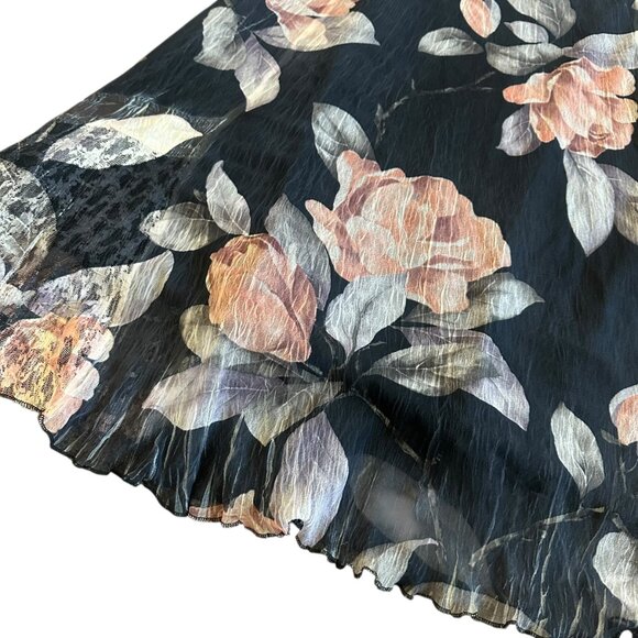 Komarov Grey Floral Print Midi Dress V-Neck Stretch Crinkle Size Small Women NWT - Picture 7 of 15